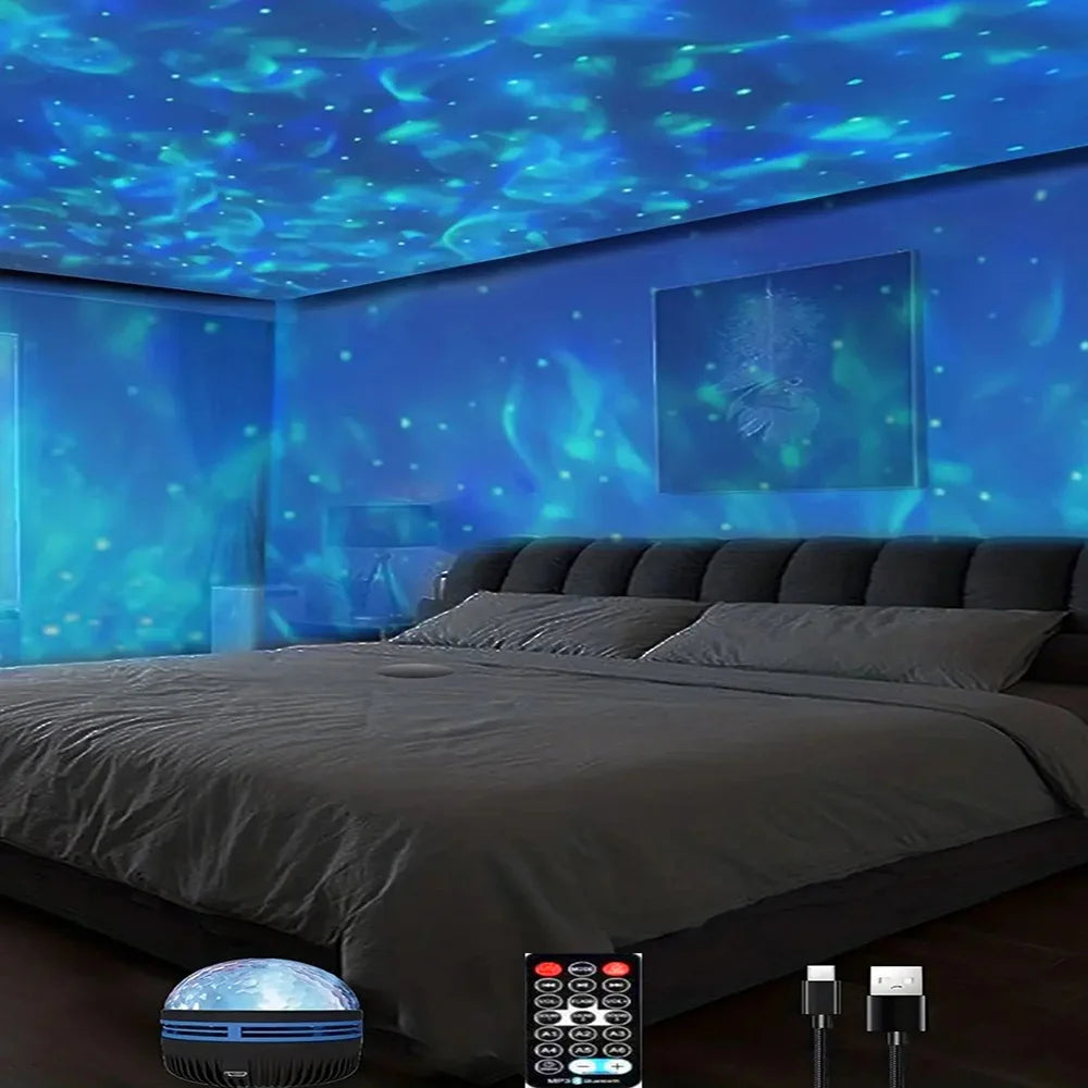 7 Color Pattern Galaxy Projector - Bedroom Water Ocean Night Light