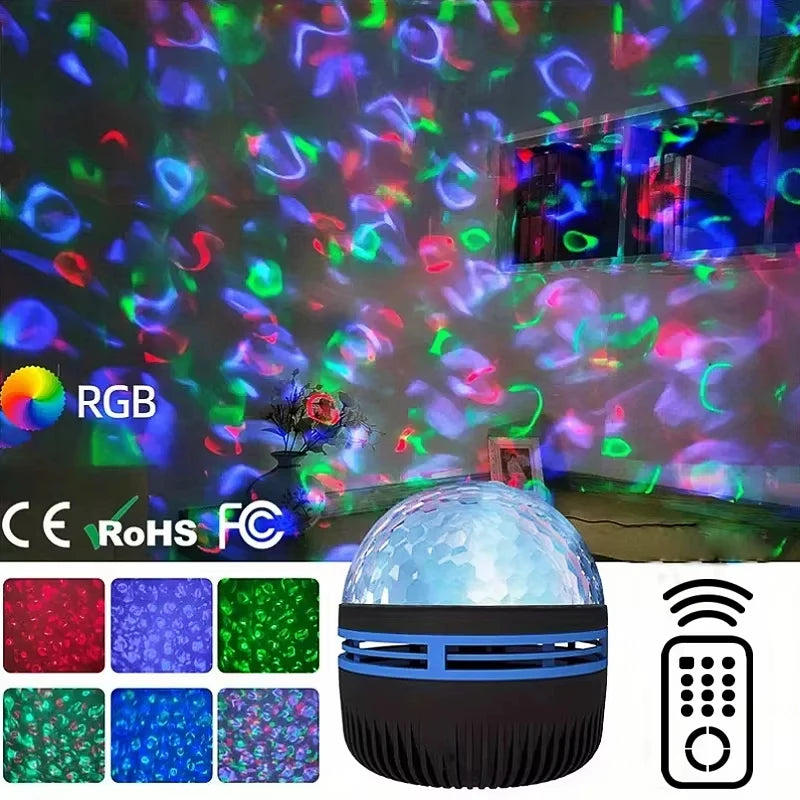 7 Color Pattern Galaxy Projector - Bedroom Water Ocean Night Light